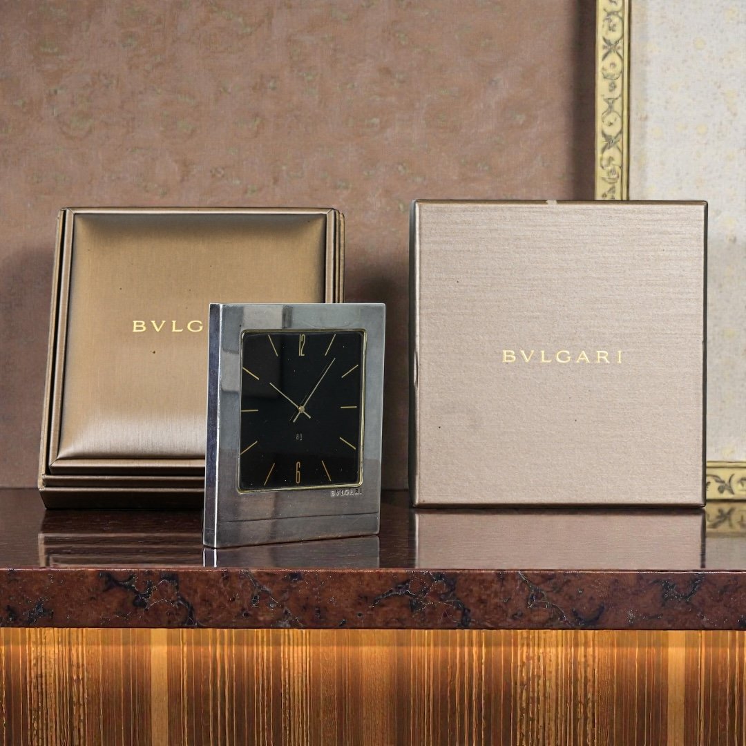 BVLGARI - Orologio da Tavolo In Argento Sterling - Italia Anni 90-photo-3